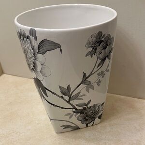 Lenox Moonlit Garden Gray and White Floral Waste Basket